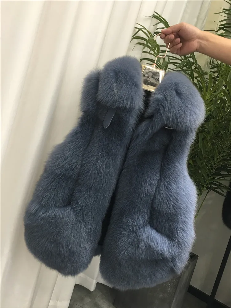 ZDFURS* женский жилет из натурального меха лисы зимний женский жилет без рукавов из натурального меха женский жилет из натурального меха - Цвет: blue