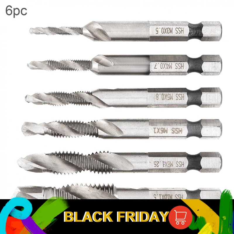 6 шт./лот сверло шестигранный хвостовик винт из быстрорежущей стали сверла набор винтовых метрических резьбовых наконечников