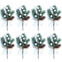 white christmas berriesberry stems pine branches artificial pine coneswhite holly spraywreath picks for decor