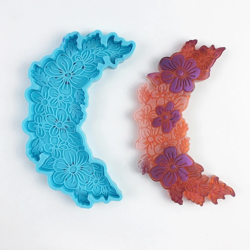 

U90E DIY Moon Flower Shaped Coaster Epoxy Resin Mold Cup Mat Casting Silicone Mould