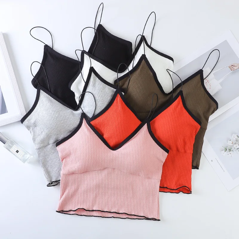 

CHRLEISURE Fashion Women's Tank Top U-Shaped Sexy Backless Camisole Female V-Collar Push Up Ladies Underwear