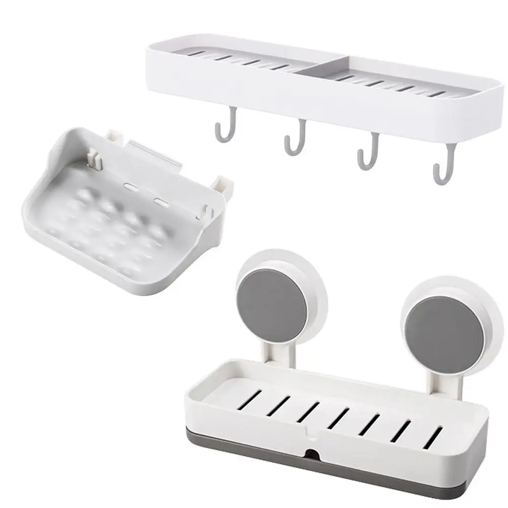 

Коробка для мыла на присосках, неперфорированная стойка для хранения, держатель для губки, стойка для хранения шампуня для ванной комнаты, к...