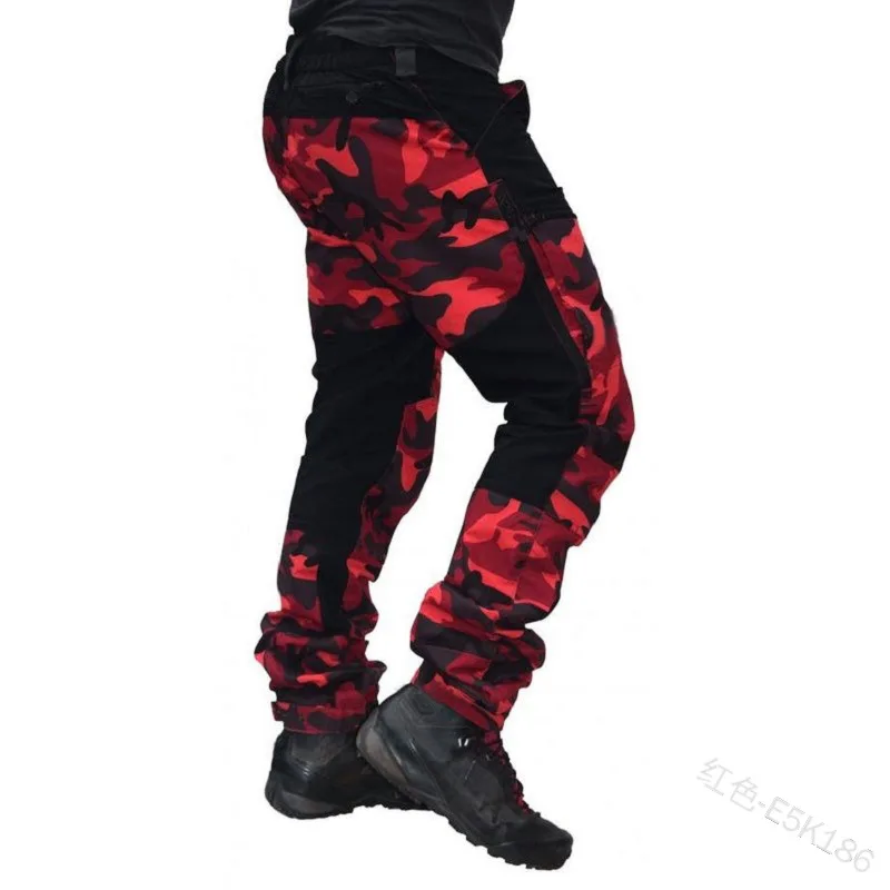 

Mandylandy Men's Camouflage Outdoor Sports Printing Patchwork Casual Pants Autumn Pocket Loose Mid-Waist Straight Pants