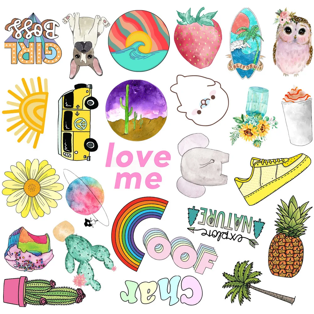 

25/50/100 шт., декоративные наклейки для ноутбука, скейтборда, шлема