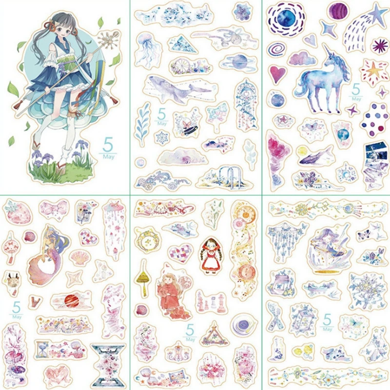 Девушка наклейки месяц мультфильм подарок аниме пакет мобильный телефон дневник