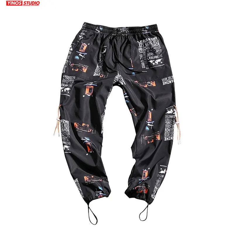 Мужские повседневные брюки с принтом облегающие мешковатые шаровары в стиле хип