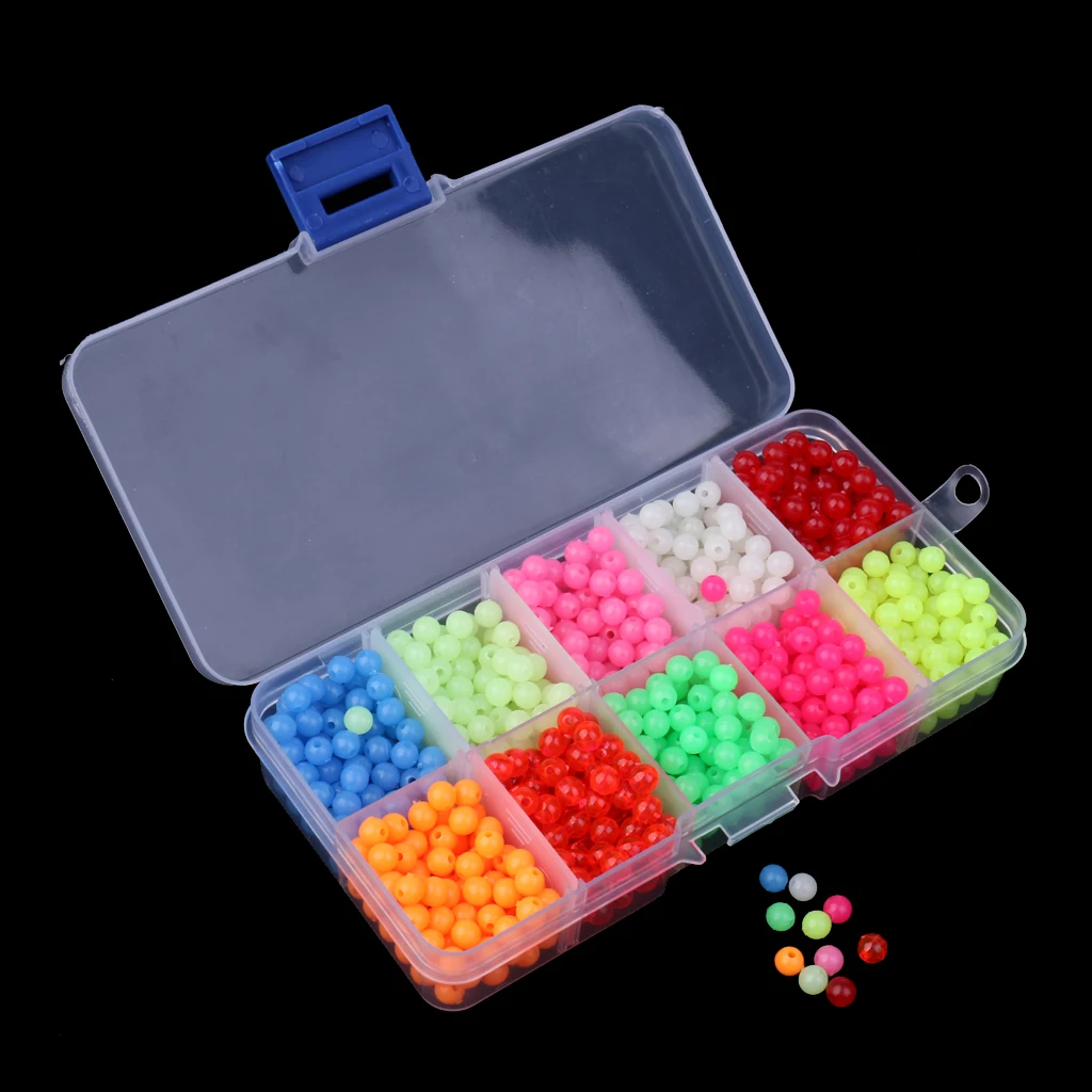 

1 Box of Plastic Luminous Round Beads Fishing Lures Fishing Beads Kit Fishing Tackle Tools Eggs Hard