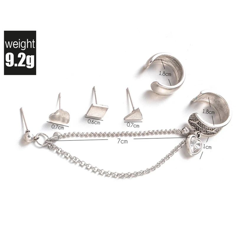 Золотой кубический цирконий Cz двойной пост цепь с заклепками сердце серьги