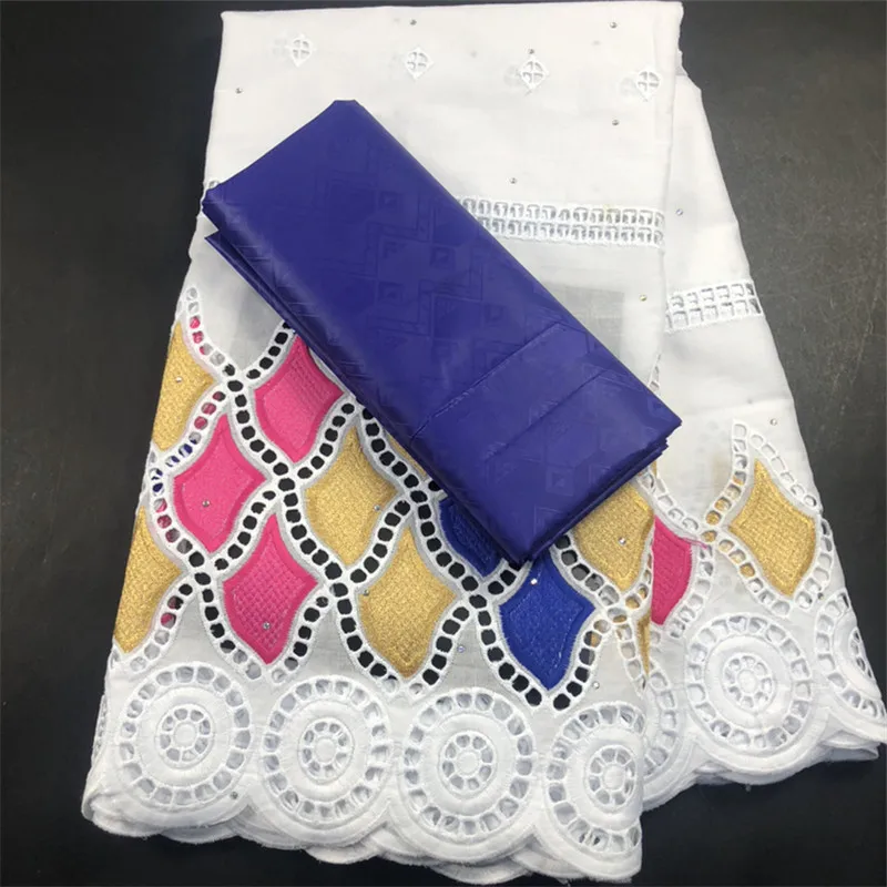 

New Arrival 2.5yards Bazin Riche Brocade Fabric with 2.5yard Soft Swiss Lace for Femme Robe New Bazin Riche Fabric CP035