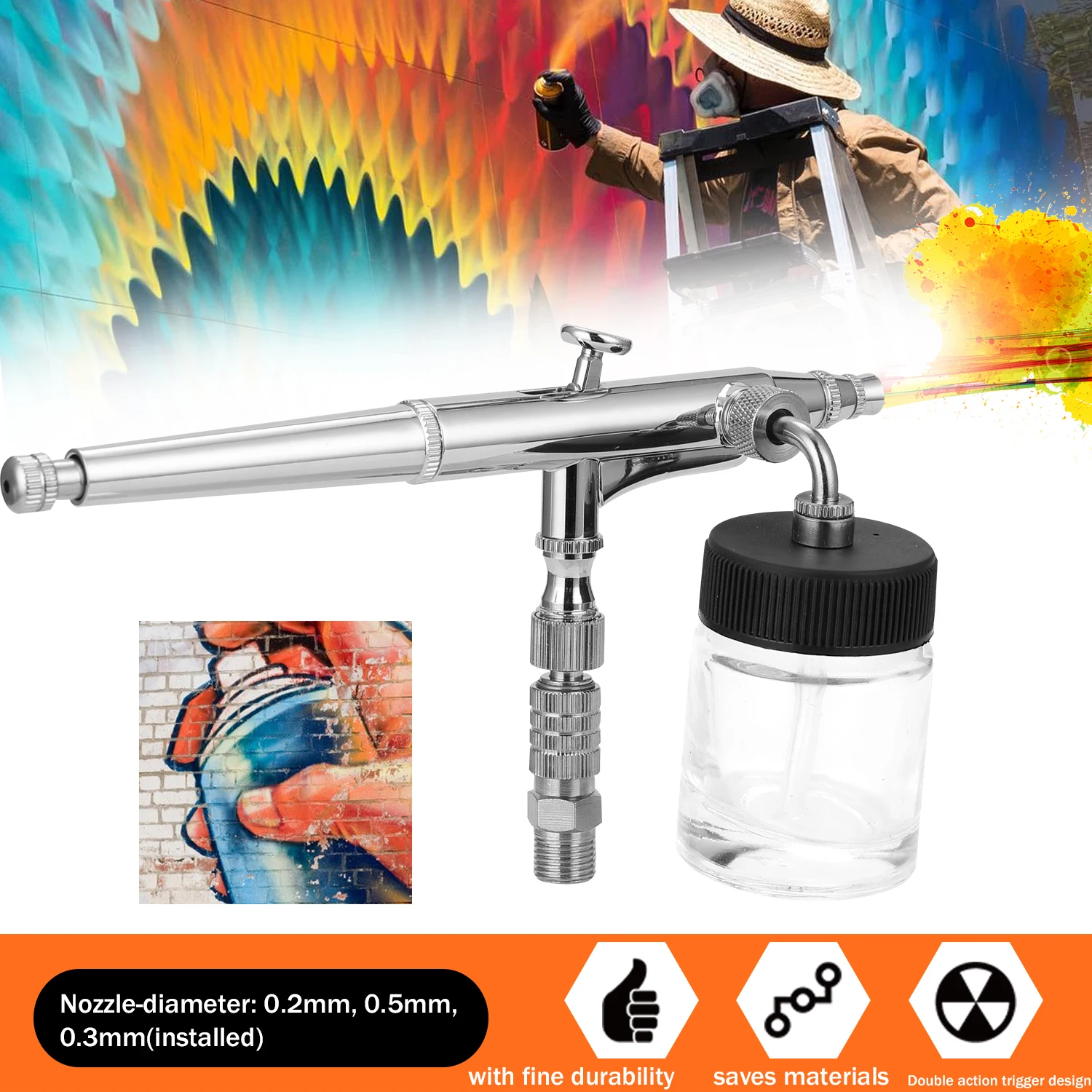 Professional Spray Gun Airbrush Set for Model Making Art Painting with G1/8 Adapter Wrentch 2 Fluid Cups 2Needles Nozzles | Инструменты
