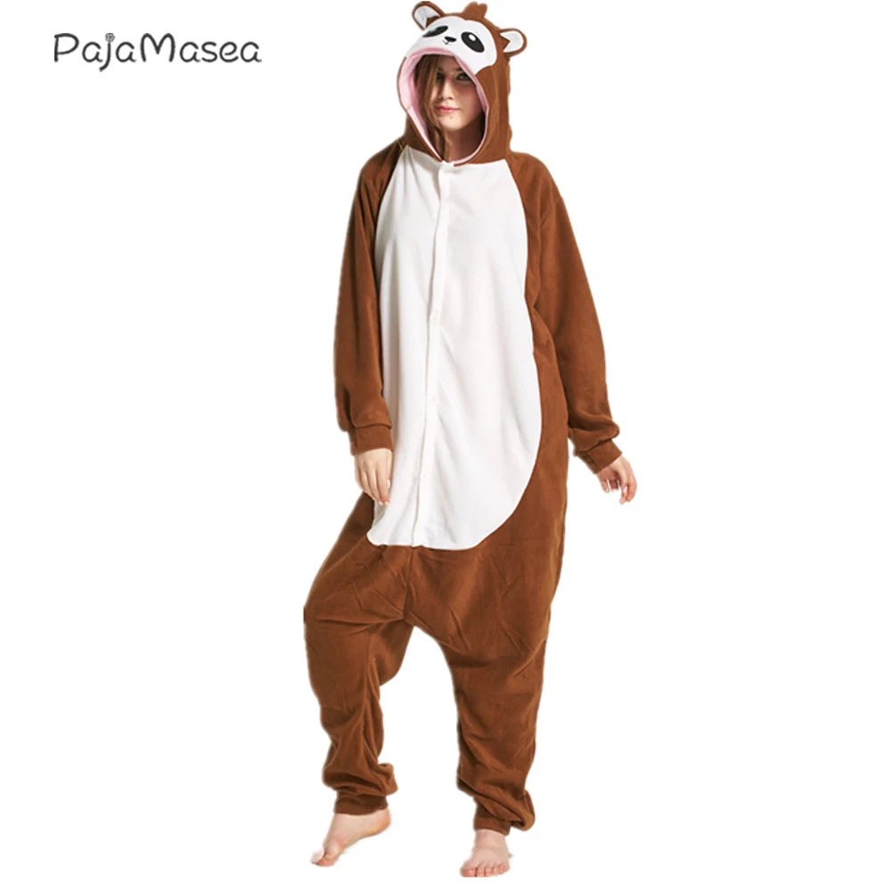 Комбинезон-кигуруми унисекс флисовый с рисунком енота домашний комбинезон -