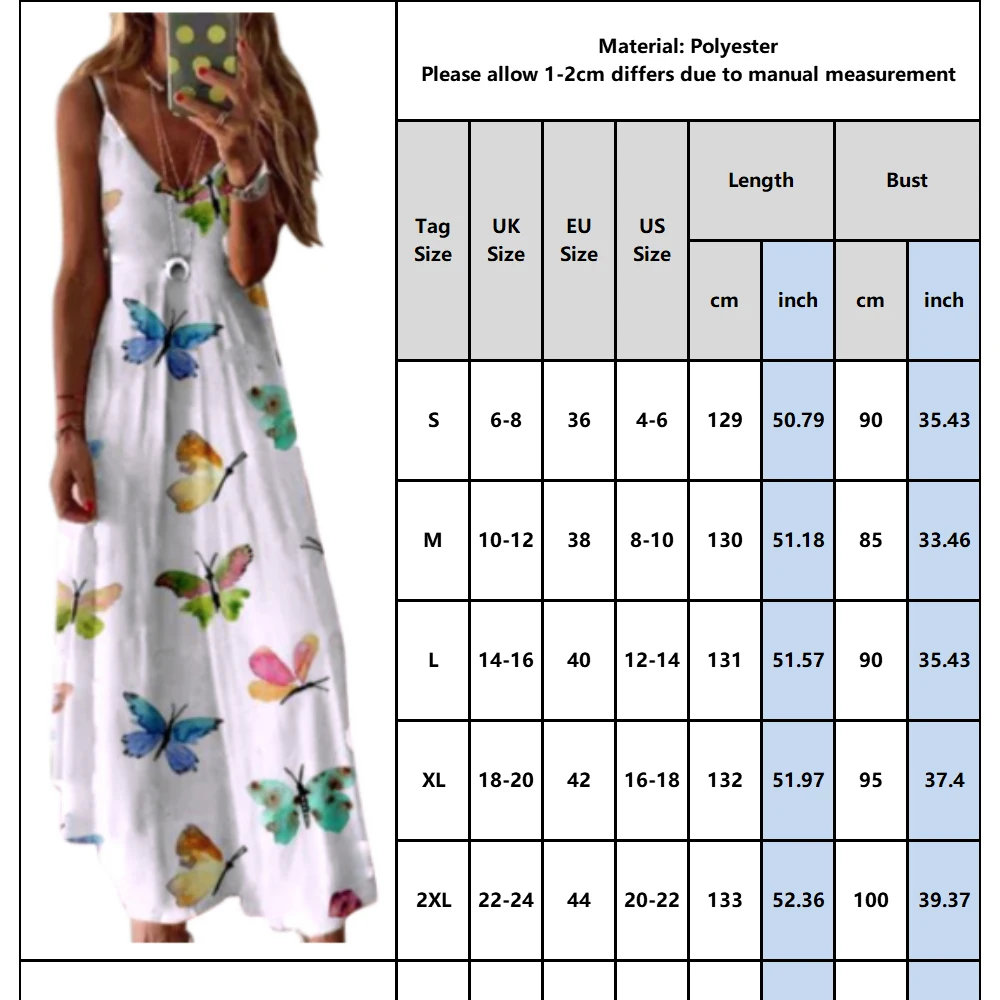 

Sexy V Neck Spaghetti Strap Ladies Bohemian Long Dress Butterfly Printed Maxi Dress Summer Sleeveless Holiday Party Vestidos D30