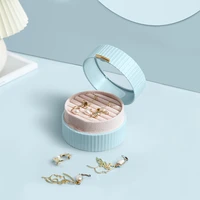 portable travel plastic jewelry box organizer round double earrings necklace ring storage display holder case