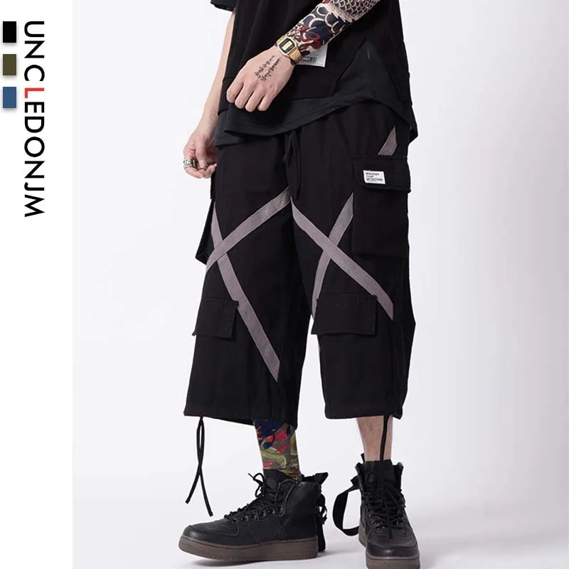 свободные-повязка на голень-длина брюки-карго Для мужчин лето Хип-Хоп Уличная