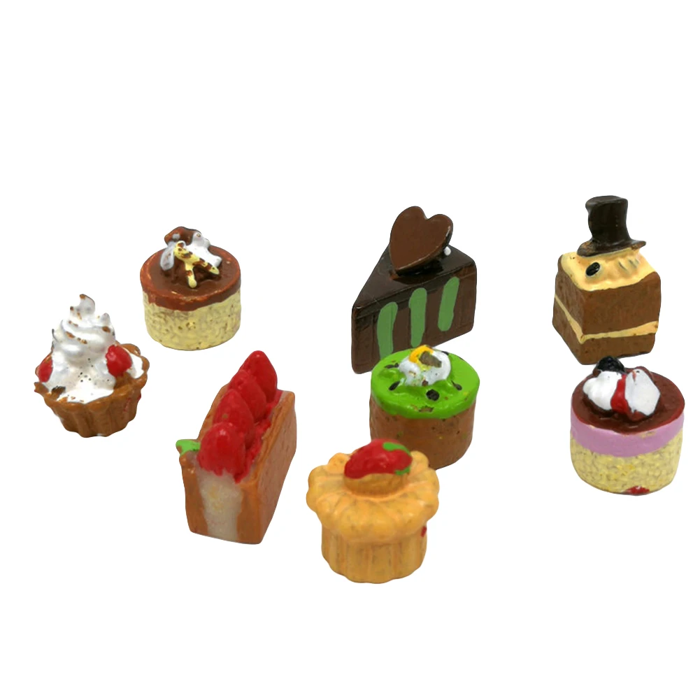 

8Pcs/Set Miniature Food Cakes Models Dollhouse Scenery Accessories Kids Toy Kids gifts Dinner Doll House Accessories gift