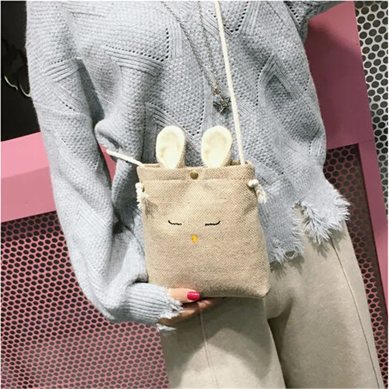 

Canvas Women Rabbit Messenger Bag Women Handbag Rabbit Shoulder Bag Coin Purse For Ladies Shoulder Bags