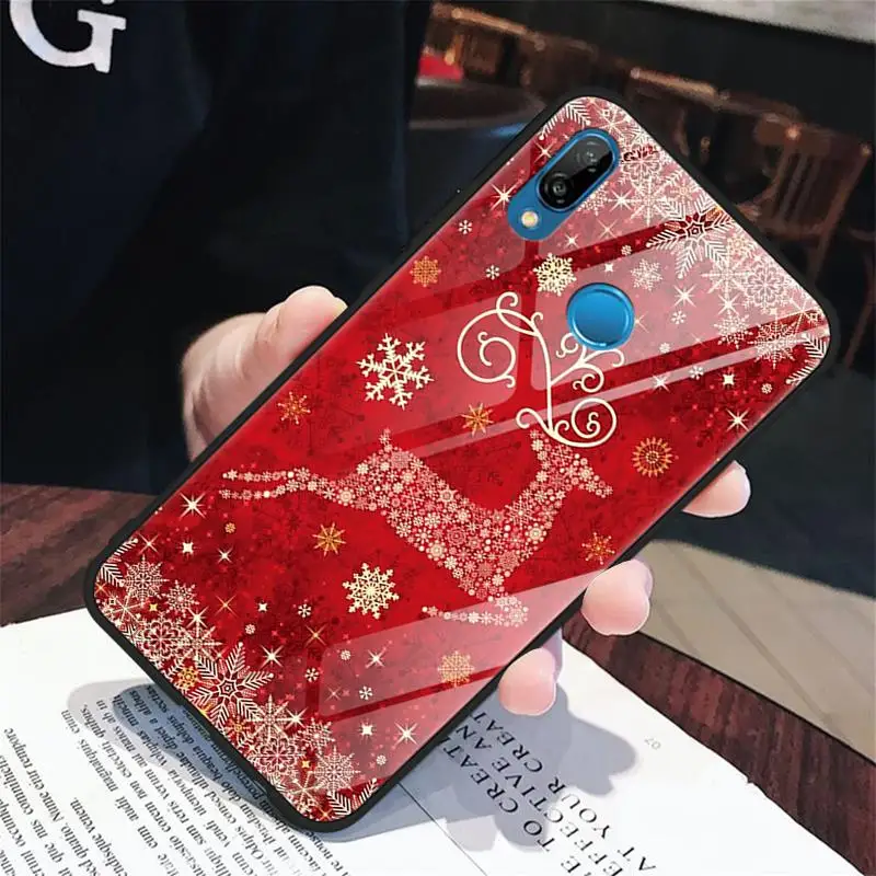 sdhd1lu Счастливого Рождества модный Рождественский чехол с лосем для huawei P30 P20 Pro Lite P20 Lite mate 30 20X10 9 Pro Lite чехлы с закаленным стеклом - Цвет: sdhd1lu