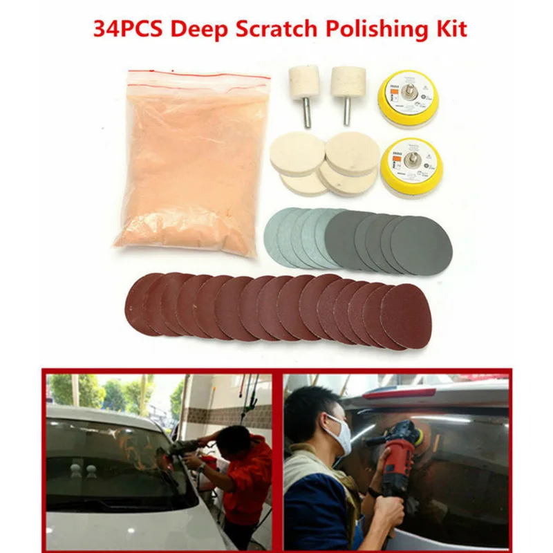 34 шт. автомобиль Ветровое стекло для удаления царапин Стекло полировка оксид