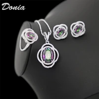 donia jewelry european and american bridal jewelry three piece oval aaa zircon ring earrings jewelry set fashion jewelry gifts