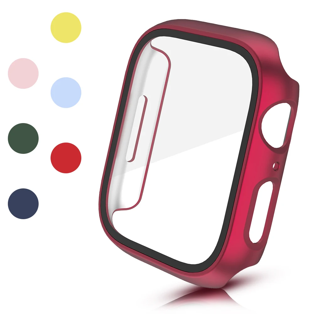 

Frosted Hard Case for Apple Watch 7 Cover 41mm 45mm Series 6 SE 5 4 40mm 44mm Matte Bumper for Iwatch Screen Protect Glass Film