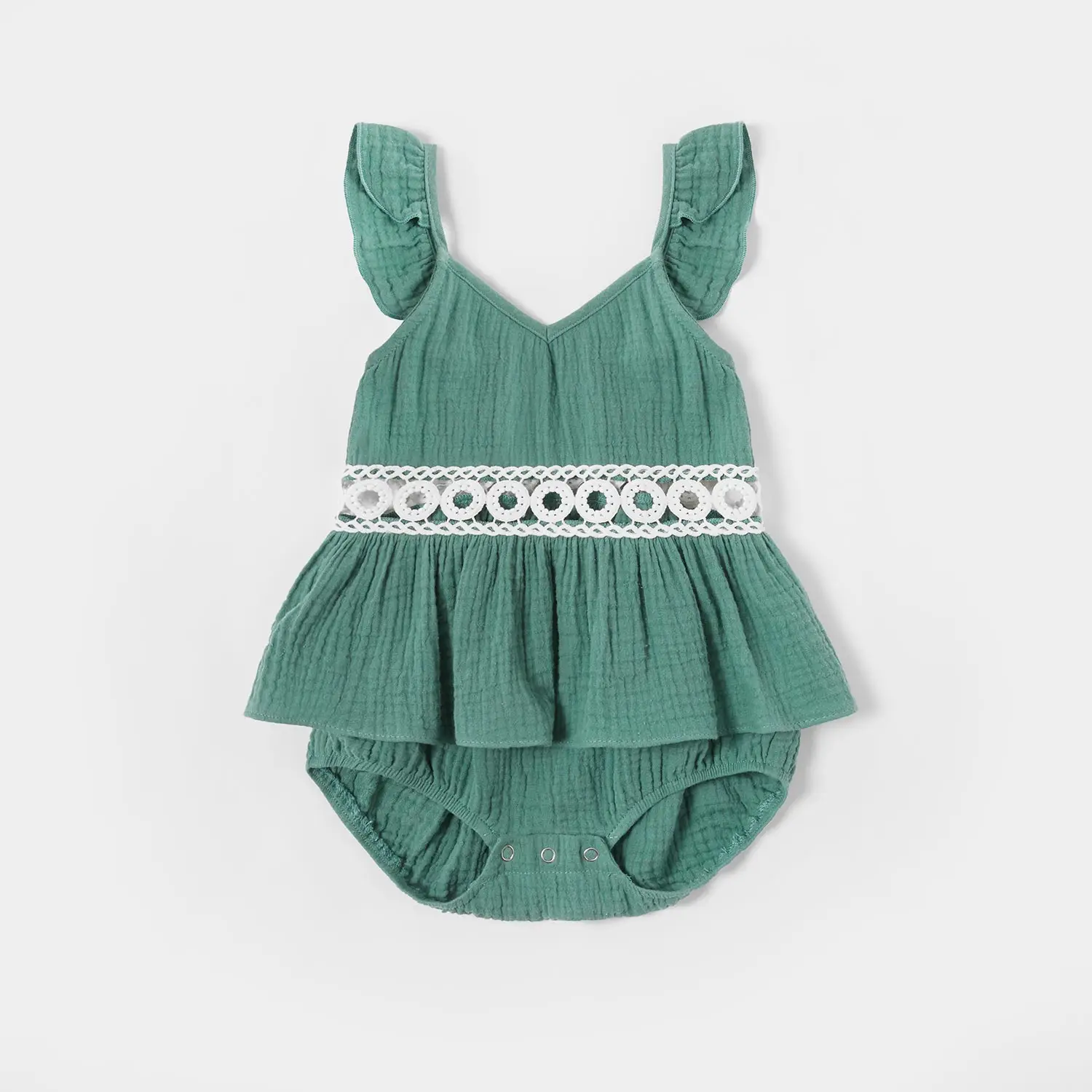 Летнее Хлопковое платье-майка с кружевами и рукавами-фонариками - купить по