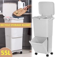 55l large capacity trash can 2 layers double deck waste sorting bins kitchen household restaurant dustbin storage waste bin