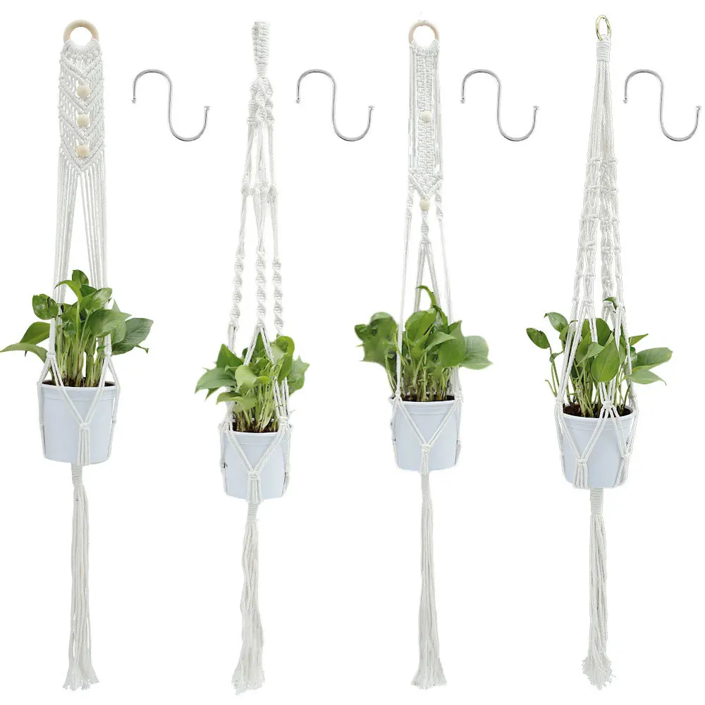 Висит Завод Ручной Работы Подвеска для растений из макраме цветочный горшок