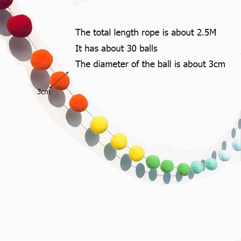 

Candy Color Fuzzy Ball Nordic Garlands Creativity Banner Well-designed Flag Fashion Birthday Decoration Household Products
