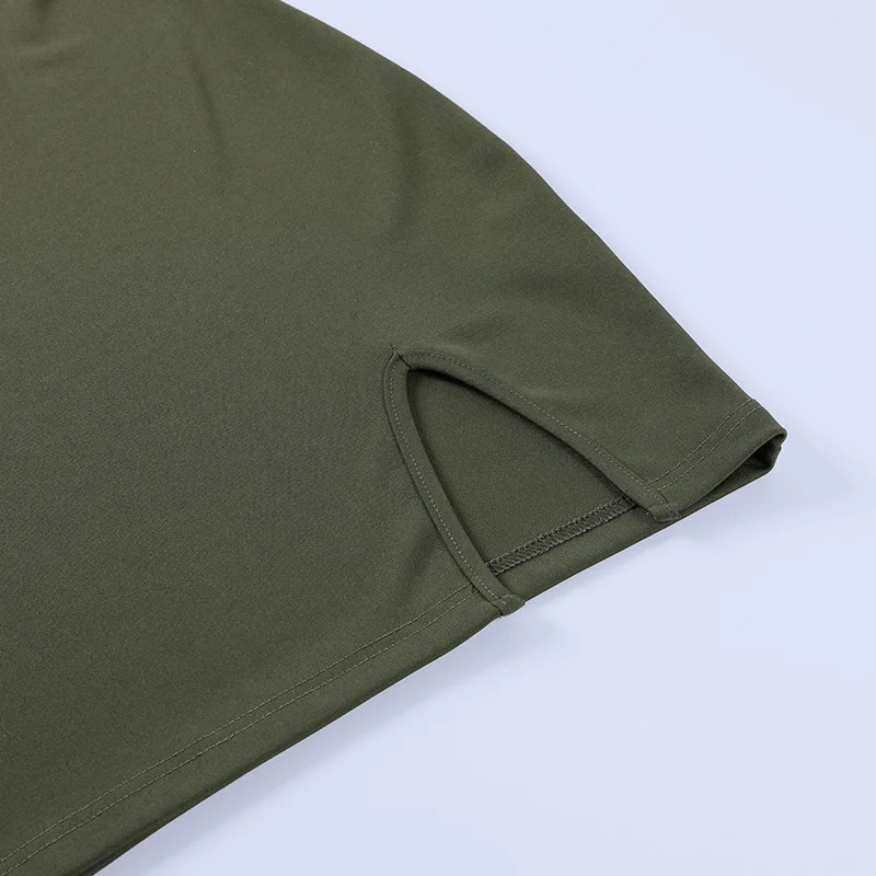 

Viifaa Green O-Neck Short Sleeve Summer Split Mini Sexy Dress Streetwear Women Clubwear Bodycon Solid T-Shirt Dresses