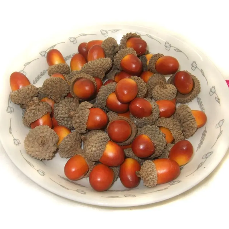 

50pcs Artificial Simulation Small Acorn Plant Ornament Fake Fruit Autumn