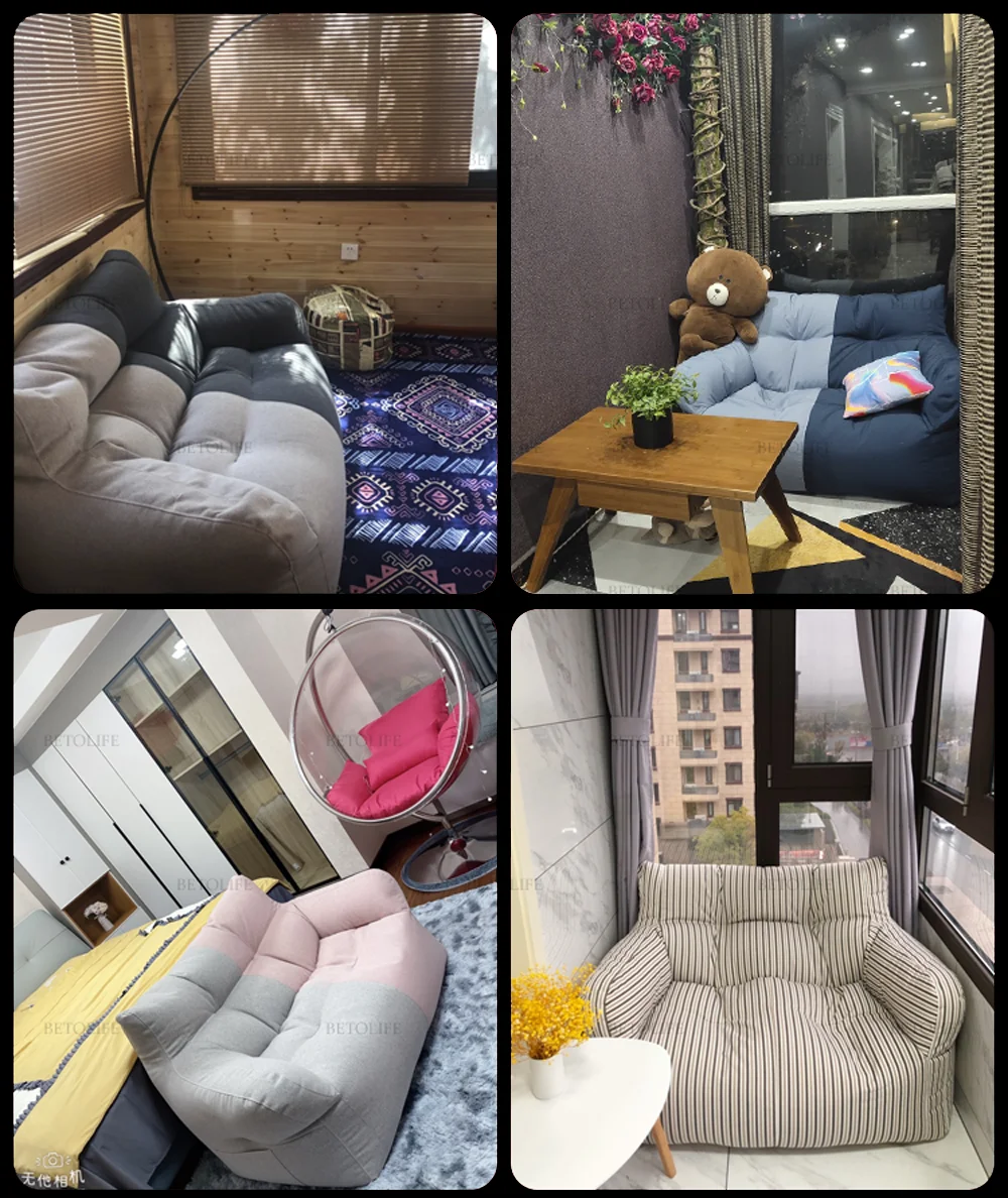 

Dropshipping New No Filler Cotton Linen Giant Bean Bag Sofa Cover Floor Seat Couch Recliner Tatami