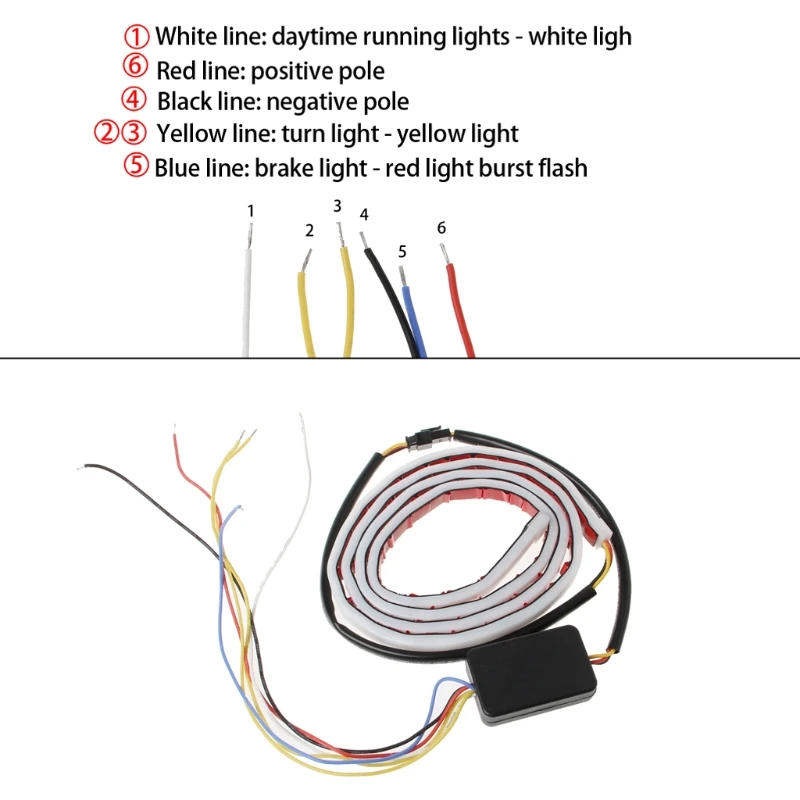 

Blue red white Yellow LED Strip Tail Streamer Brake Turn Signal Warning lighting G99F