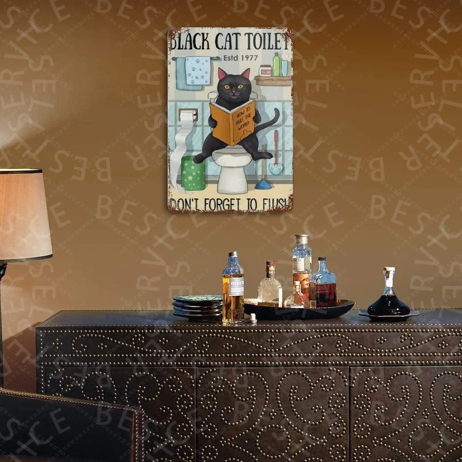 

Black Cat Toilet Tin Sign Plaque Tin Sign Metal Plate Wall Decor Bar House Club Decorative Iron Painting