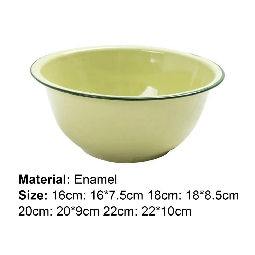 

Enamel Bowl Thickened Nostalgic Green Salad Pasta Soup Basin for Dinner