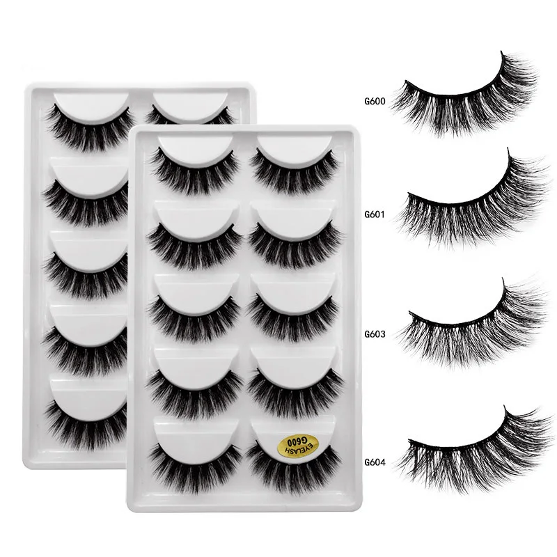 Высококачественные накладные ресницы для макияжа глаз натуральные густые 5 пар