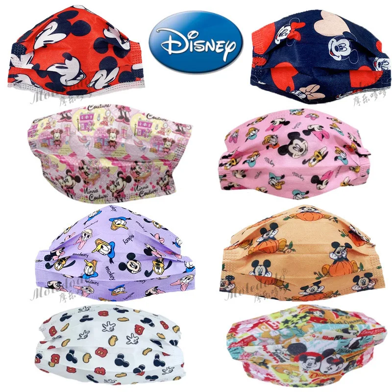 

100Pcs Disney Mickey Mask Cute Mouth Child Adult Japan Cartoon Fashion Mascaras 3-layer Lovely Designer Kids Disposable Masks