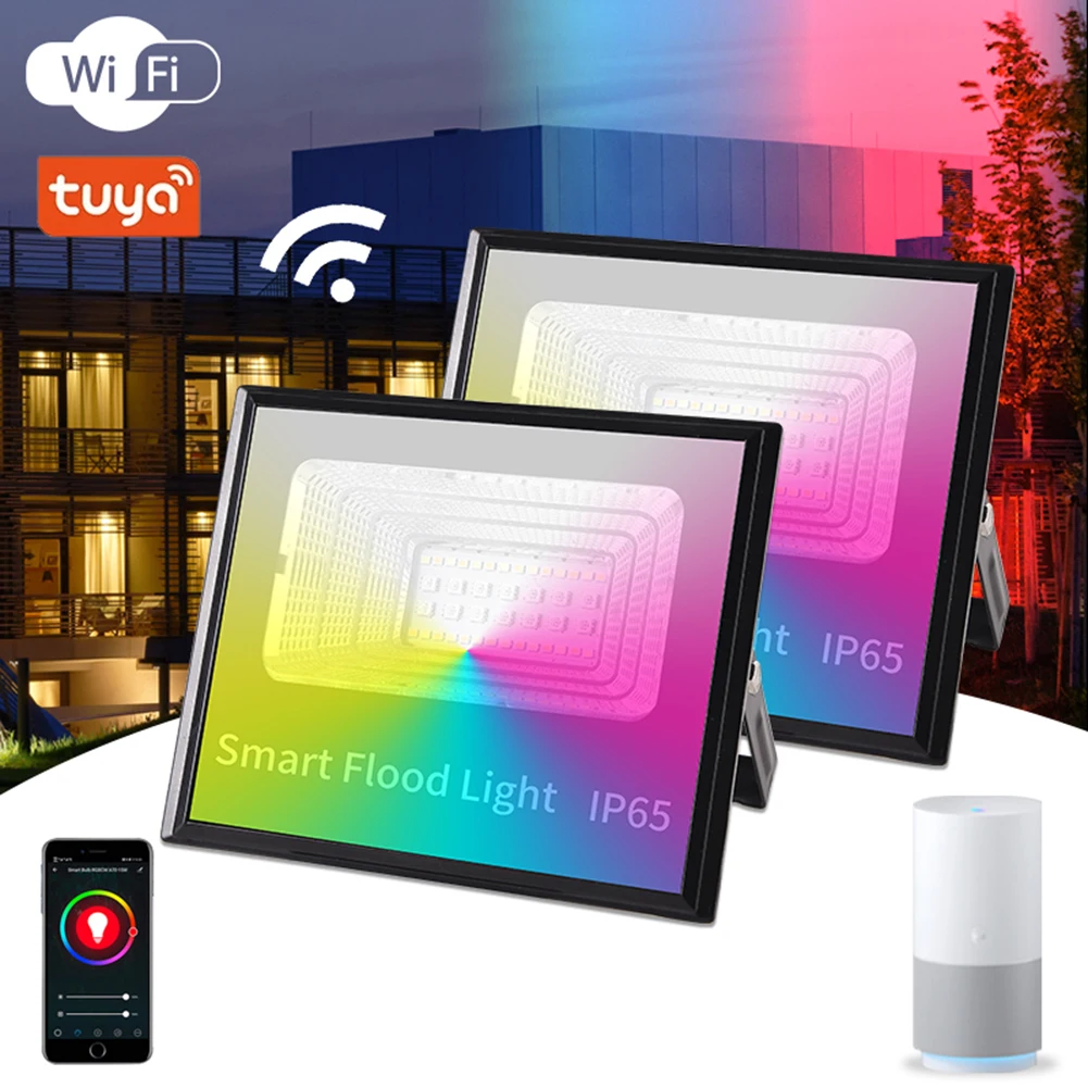 

LED Floodlight 30W AC 265V Street Light IP65 Waterproof Outdoor Sunlight Lighting Garden WiFi Smart APP Control RGB Square Spotl