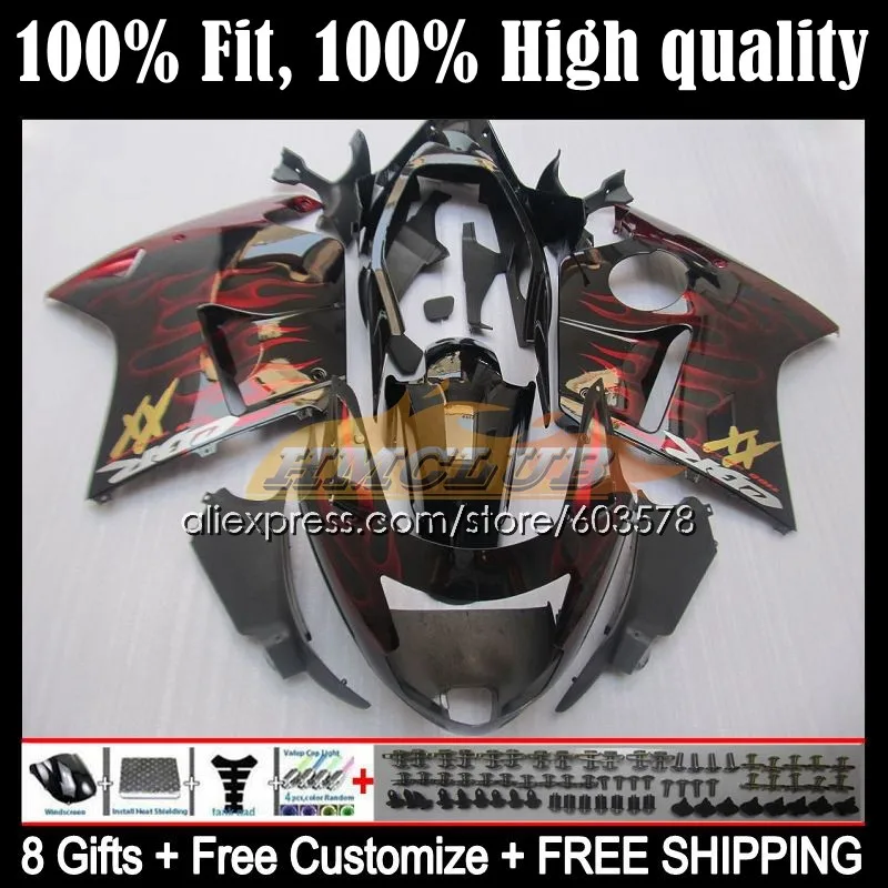 

OEM For HONDA Blackbird CBR1100XX 96 97 98 99 01 28CL.15 CBR1100 CBR 1100 XX 2002 2003 2004 2005 2006 2007 Fairing Red flames