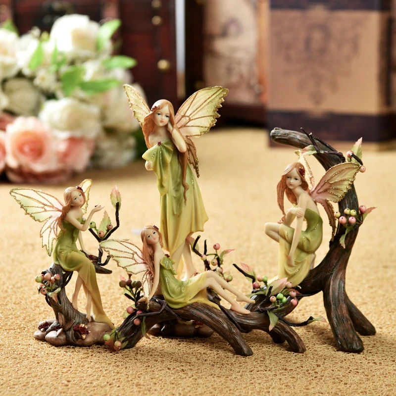 

Tree Elf Angel Home Decoration Figurine Miniature Flower Fairy Statue Sculpture Modern Living Room Decor Decorative Desk Art