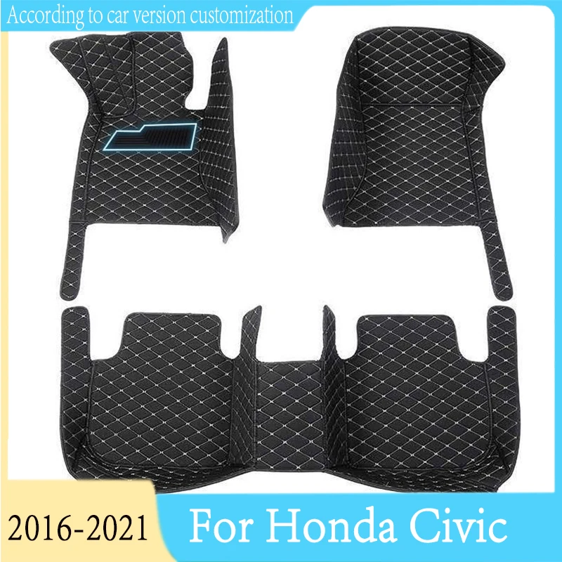 

Автомобильные коврики для Honda Civic 2021, 2020, 2019, 2018, 2017, 2016, автомобильные коврики, аксессуары, Стайлинг интерьера, пользовательские водонепроницаемые накладки
