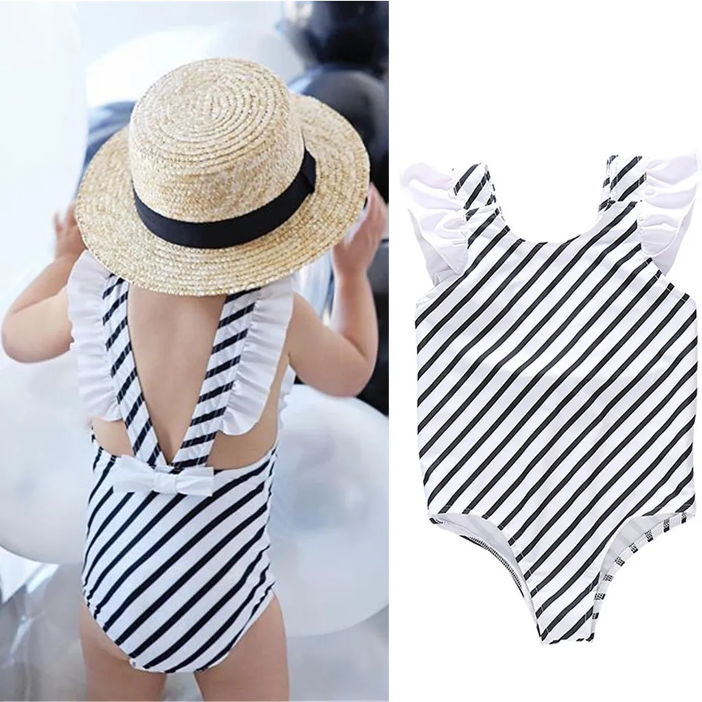 

Baby Bikinis Kids Baby Girls Stripe Swimsuits Vest Summer Swimwear Romper Jumpsuits Sweet And Casual Swimsuit