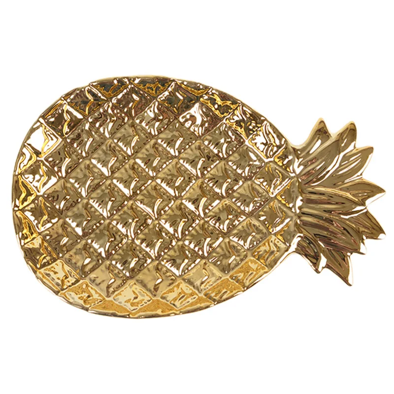 

Ceramic Gold Pineapple Dish Ceramica Candy Disc Jewelry Pallet Food Storage Tray Crockery Tableware Party Decoration