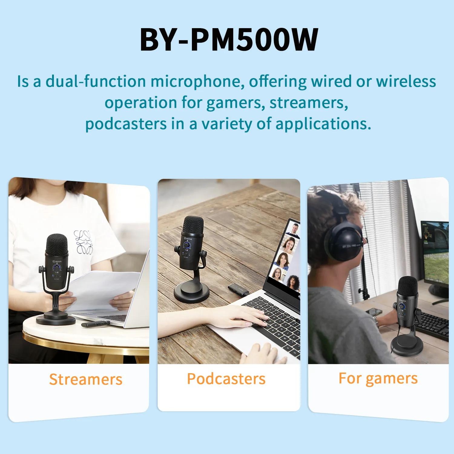 BOYA BY-PM500W 2 4 GHz подкастинговое потоковое беспроводное USB-микрофон для ПК мобильный