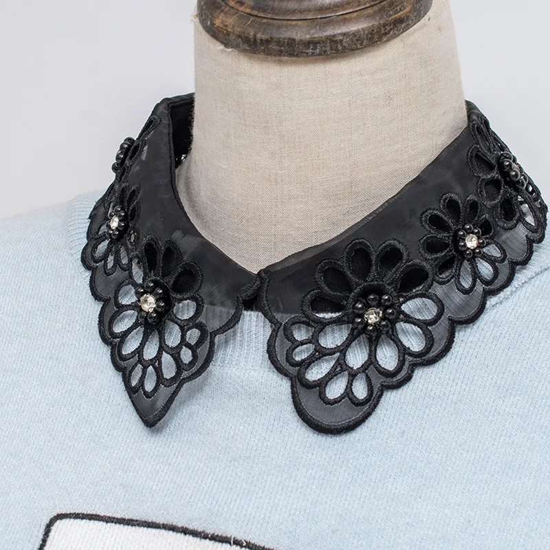 

Elegant black Lace Shirt Fake Collar Detachable Collars Blouse Top Lapel Sweater Lace Collar Clothes Shirt Accessories Tops