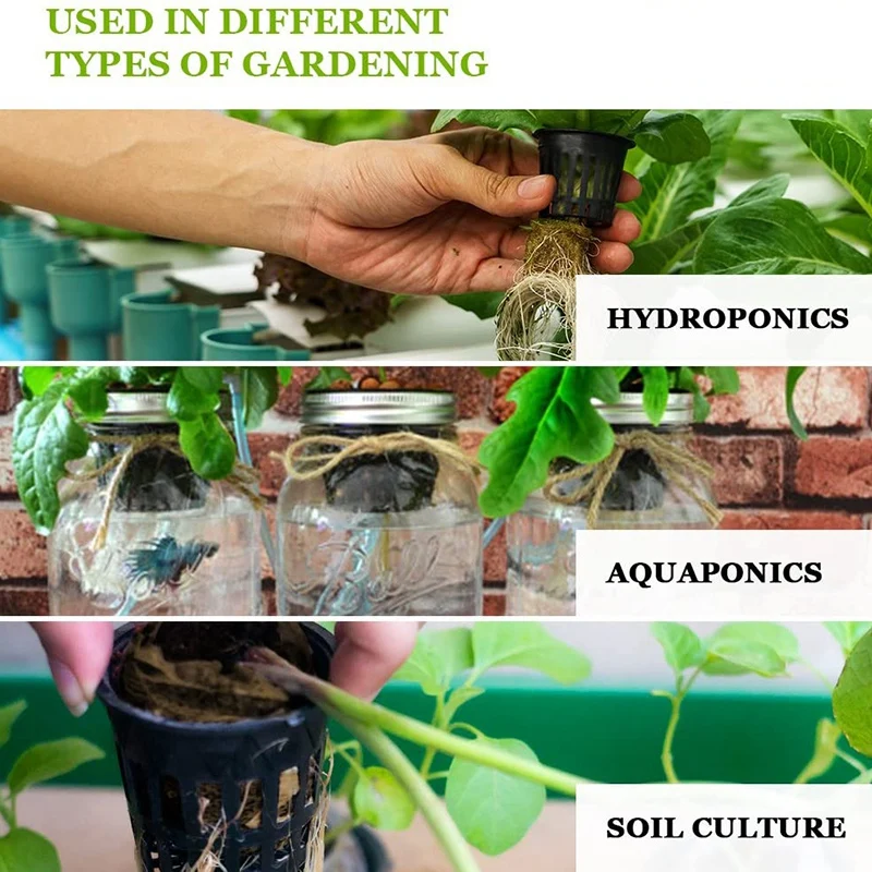 

50 Pcs Plant Net Pots, Reusable Plastic Cups, Slotted Design for Healthy Root, for Hydroponic, Aquaponic System