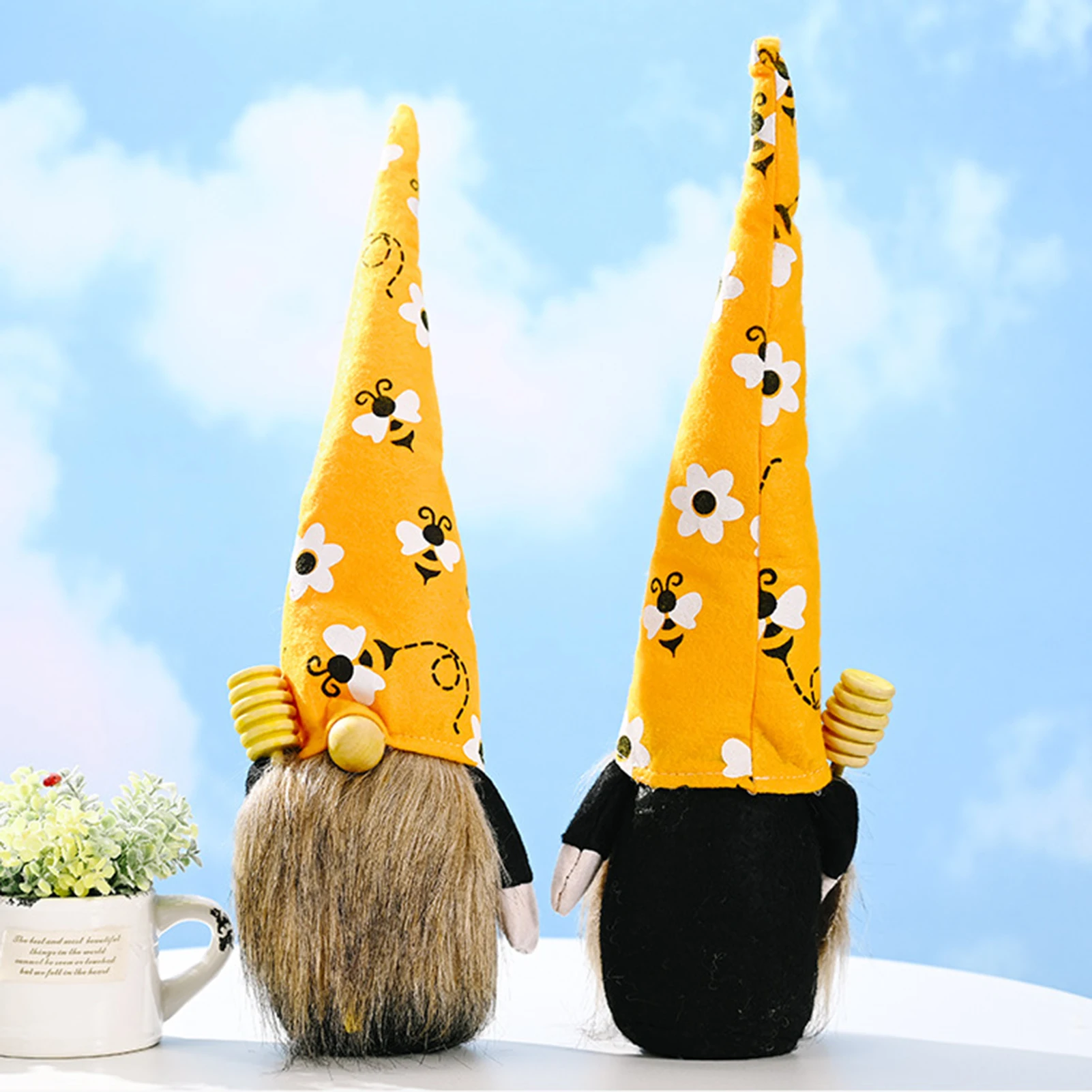 Кукла гнома в полоску настольное украшение шведская медовая пчела эльф домашняя