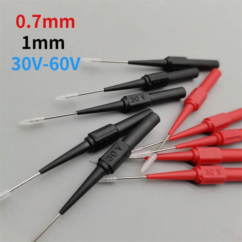 

10pcs/5pcs/2pcs 0.7mm 1mm Insulation Piercing Needle Non-destructive Multimeter Test Probes Red/Black 30V-60V for Banana Plug