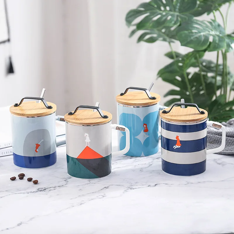Креативная деревянная портативная чашка в северном стиле модная темно-синяя