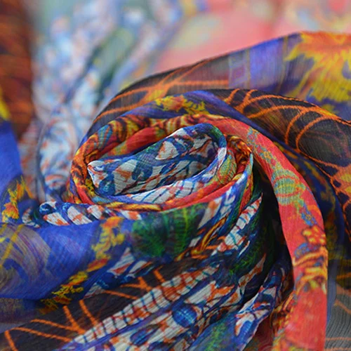 Fashion striped print 100% pure silk crinkle georgette gauze fabric SCG520 | Дом и сад