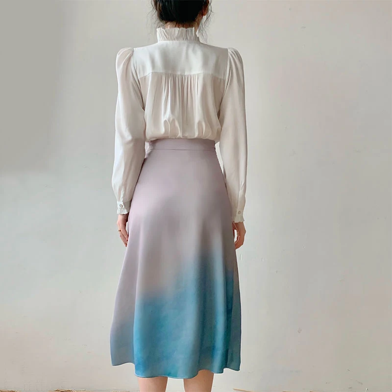 

HWLZLTZHT New Skirts Womens print High Waist Skirt Harajuku Graffiti Female Knee Length Skirt Korean Elegant skirt dropshipping